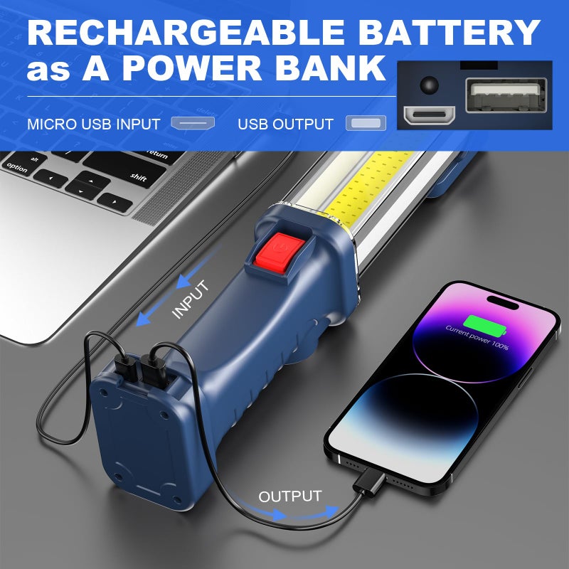 WARSUN LED Work Light Rechargeable, Portable Mechanic Trouble Light with1200 Lumens, COB worklight Magnetic Base, Cordless Floodlight for Car Repair, Camping, Hiking, 30w - Image 4